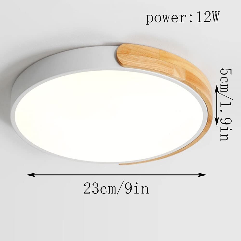 ściemnialna lampa sufitowa nowoczesna minimalistyczna lampa sufitowa w okrągłym kształcie led drewno i metal i akryl oświetlenie sufitowe do montażu podtynkowego wąskie oświetlenie panelowe/biały/23