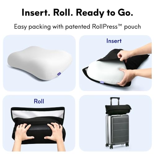 Image of Cushion Lab Travel Deep Sleep Pillow - Compact Memory Foam Neck Pillow for Sleeping, Portable Pillow for Hotels, Camping, Side & Back Sleepers, On-the-Go - Black