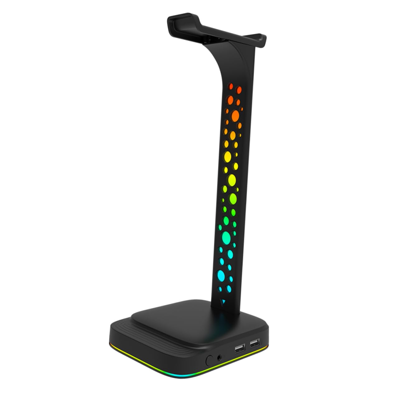SEWACC Soporte para Auriculares LED RGB 2 Entradas USB, ABS Negro, Luz Ajustable para Escritorio y Pc Gaming
