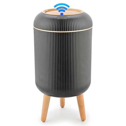 Pukomc Smart Sensor Wastebasket, Convenient and Hygienic Easy to Use, Technology Sensor Waterproof Wastebasket Plastic Trash can for Kitchen, Bathroom, Bedroom, Living Room, Office and Outdoor Black