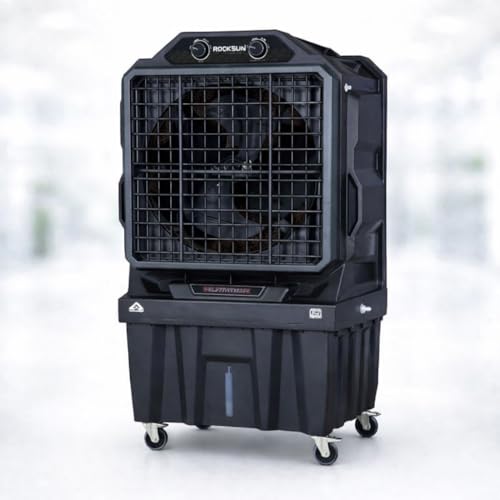Image of ROCKSUN Hummer Desert Air Cooler | 140L Water Tank | 21+ Inch Fan | 4800 m /h Powerful Air Flow 1100ft | 2 Honeycomb Cooling Pads | Auto Swing | 350W Motor | Heavy Duty Portable Cooler (Black)