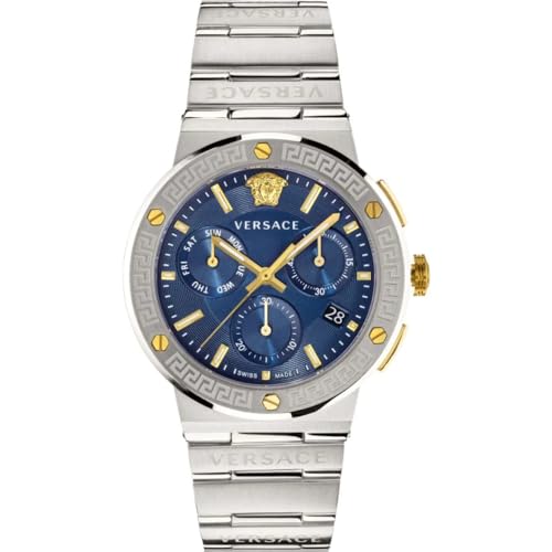 Versace Reloj Greca Logo CHR azul para hombre VEZ900221