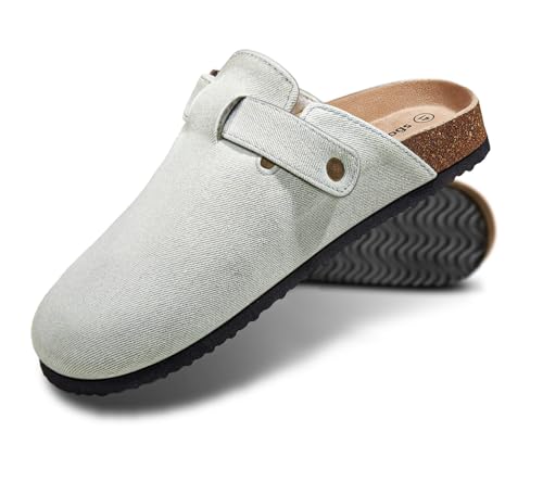 Image of KEMISANT Men Clogs-Comfortable Suede Mules Slippers Sandals Nurse Potato Shoes Unisex-Cushioned Cork-Footbed