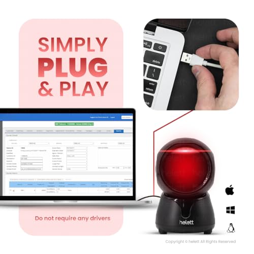 Helett HT15 2D&1D Hands-Free USB Desktop Barcode Scanner with 300K CMOS Global Exposure Scan Engine |Larger Scan Window|Adjustable Angle|Buzzer LED|Resolution:640×480|Strong ABS|1Year warranty(Black) - Image 8