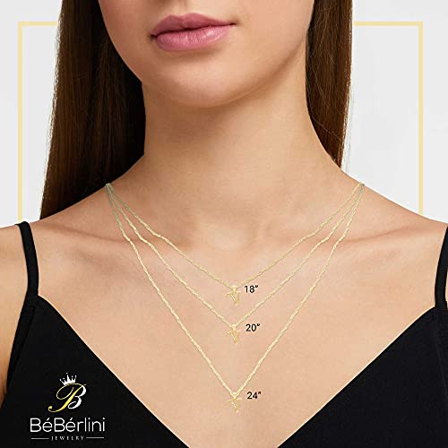 Beberlini Initial Letter Pendant 14K Necklace Gold Filled Cubic Zirconia Alphabet Cz Charm Rope Chain Set 20" Women Girl Teen #TOP5