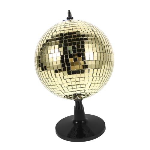 Gogogmee Golden Disco Ball Globe Rotating Reflective Mirror Ball for Home Decor Office Desk Events Parties Geographical Learning Tool with Glitter Effect