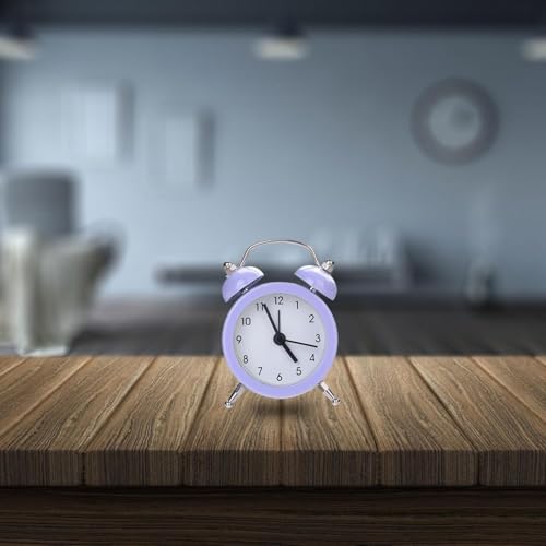 Image of Vintage Inspired Mini Table Alarm Clock, Old Retro Style Digital Alarm Clock, Small Table Clock for Home, Kitchen, Office and Decor (Purple)