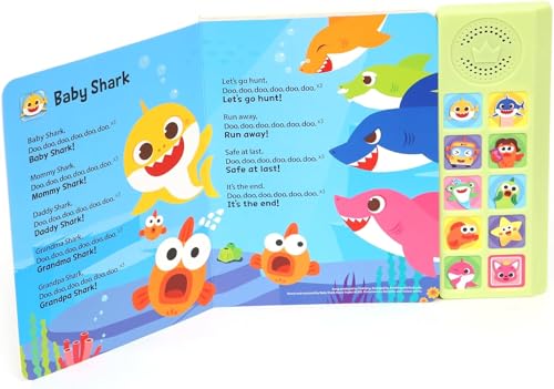 Baby Shark Sing-Alongs 10 Button Sound Book, Pinkfong Baby Shark Nursery Rhymes, Children's Sound Books, Interactive Learning Books for Toddlers, Learning & Education Toys, Baby Shark Gifts for Kids
