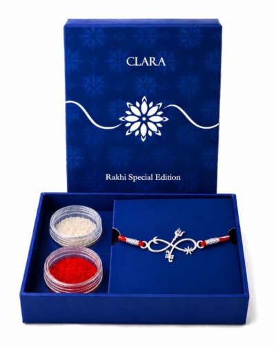 Image of Clara 925 Sterling Silver Rakhi with Roli Chawal for Bhai | Gift for Brother on Rakshabandhan | Men & Boy Bracelet