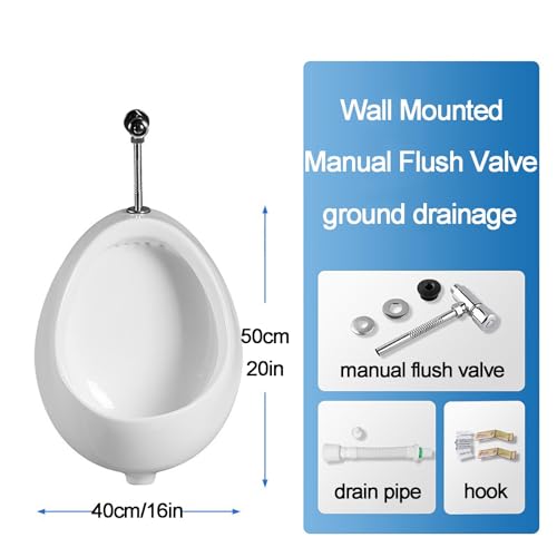 Urinal comercial de cerámica Gtzly para hombres, sistema de descarga de alta eficiencia, urinal empotrado en pared con válvula de descarga manual miniatura 2