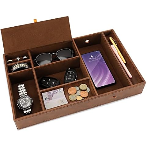 Belle Vous Faux Leather Nightstand Organiser Tray Cover