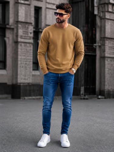 Image of Mack Jonney Men's Solid Winter Sweatshirt|Soft Fleece Fabric Full Sleeve Round Neck Sweatshirt|Stylish Casual Wear for Men-mj-281