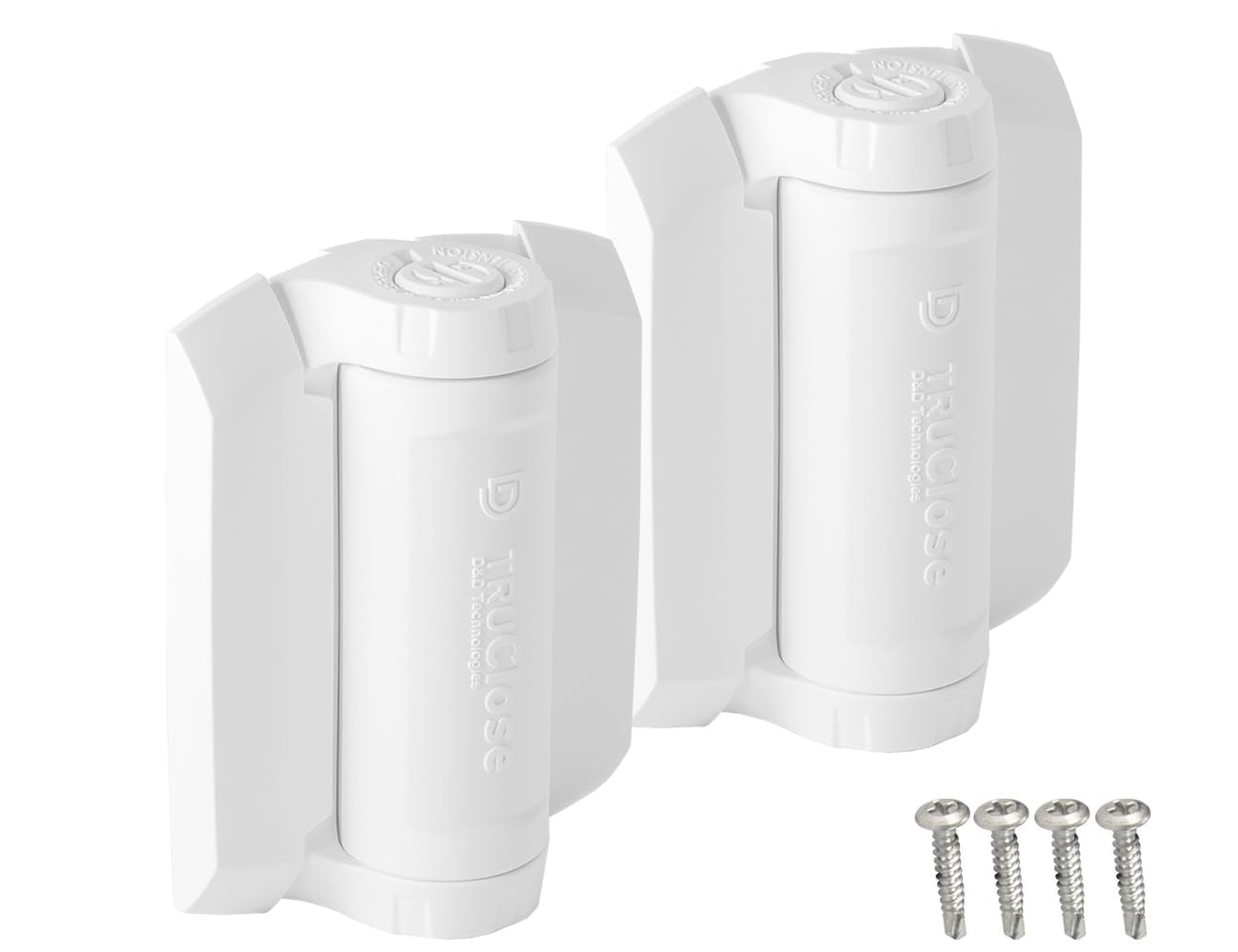 D&D Technologies TCHD1AS3WTS TruCloseヘビーデューティーゲートヒンジ 自動閉鎖メタルゲート用 最大155ポンド アライメント脚なし ホワイト 2個