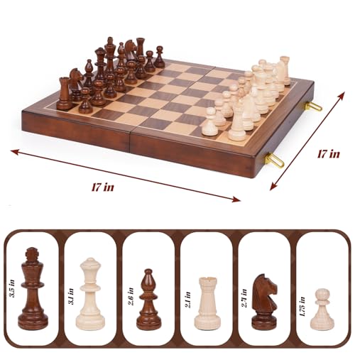 Juego de Ajedrez de Madera Plegable 17 Pulgadas miniatura 6