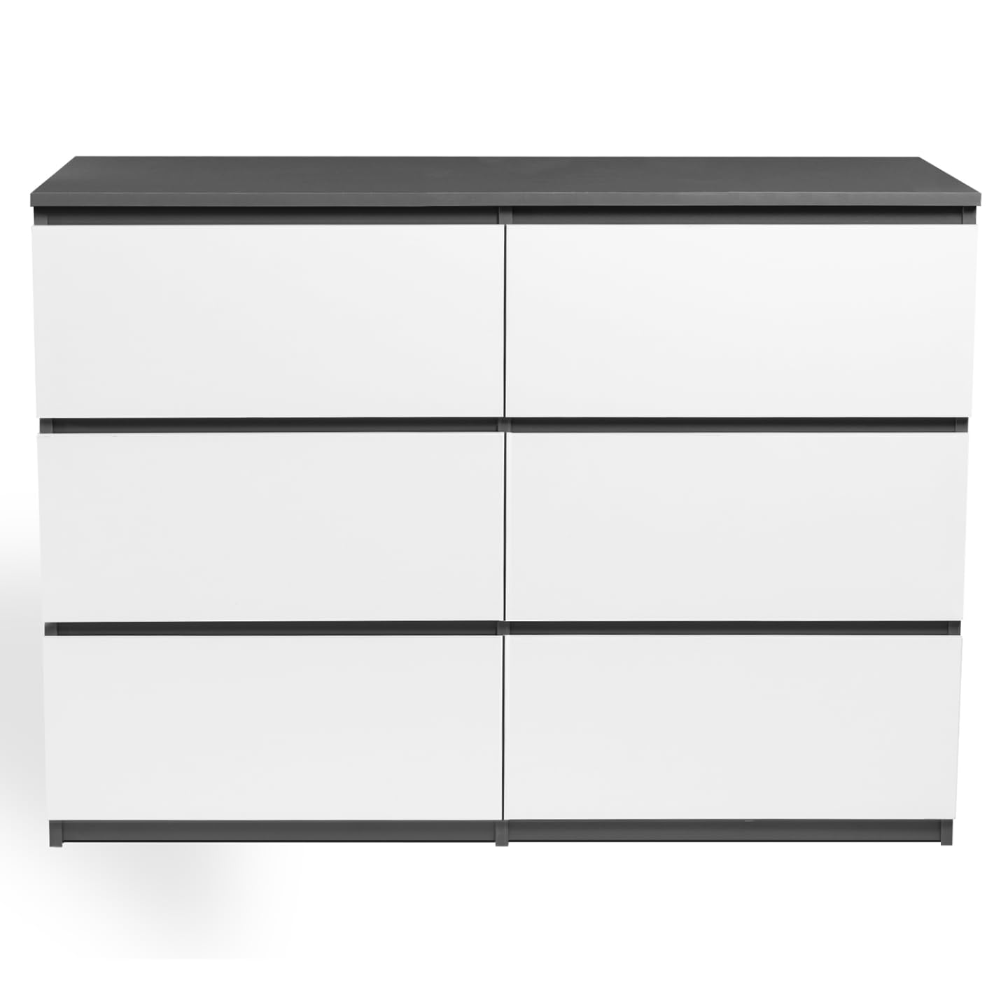 IDMarket - Commode 6 tiroirs TOMI 110 cm Bois Gris et Blanc