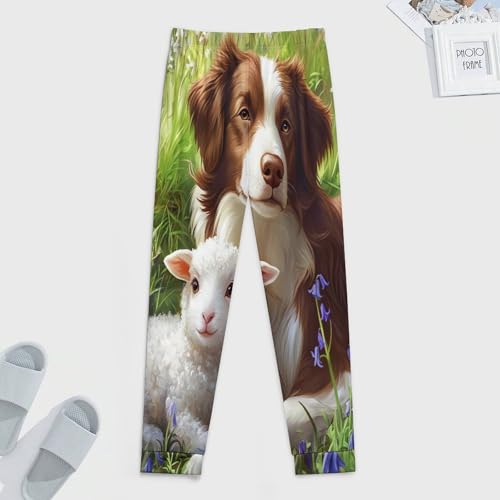 Border Collie Dog Sheep Men's Pajamas Pants Lightweight Sleep Lounge Pant Pjs Bottoms Casual Sleepwear4