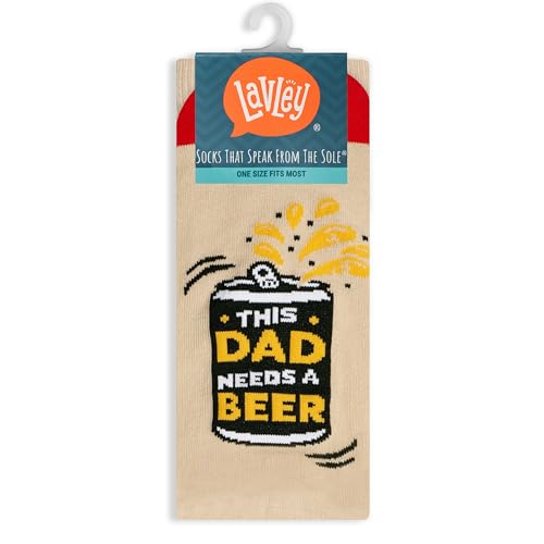 Lavley This Dad Needs A Beer Socks - Funny Gift for Dads and Grandpas Unisex One Size Cozy Socks for Stocking Stuffers Birthdays Fathers Day Party or Everyday Wear