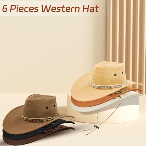 Image of 12Pcs Cowboy Hats and Bandanas,Western Cowboy Hats Bulk,Wide Brim Cowgirl Hats Costume Party for Men Women