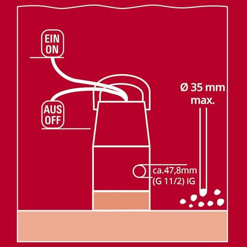 Einhell Schmutzwasserpumpe GC-DP 7035 LL (700 W, flachabsaugend bis 1 mm, Fördermenge 16.000 L/h, 0,8 bar, Eintauchtiefe 7 m, verstellbar für Schmutz- & Klarwasser)