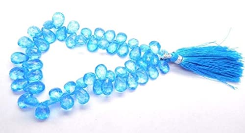 LKBEADS Niebieski hydro luźny kamień szlachetny 6 x 9 - 7 x 10 mm fasetowane koraliki gruszki koraliki kamienne, koraliki z kamieni szlachetnych, luźne koraliki, koraliki kabinowe, koraliki 20 cm pasmo.