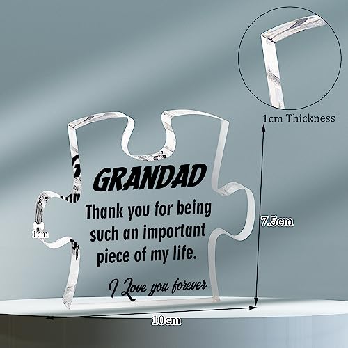 Merclix Grandad Gifts from Grandchildren Puzzle-Shaped Acrylic Plaque Grandad Birthday Gifts from Grandson Granddaughter Christmas Fathers day Presents