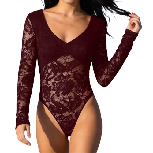 Mono interior para mujer color liso corte ajustado fino con encaje elegante