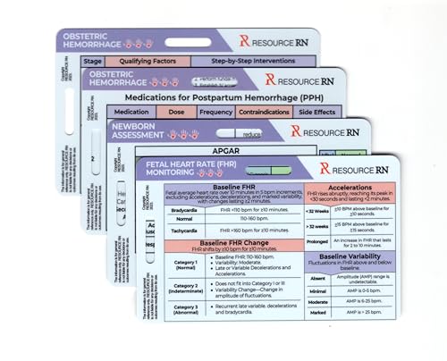 labor and delivery nurse badge buddy reference card bundle  labor and delivery postpartum newborn reference  fetal monitoring apgar nrp hemorrhage and newborn assessment