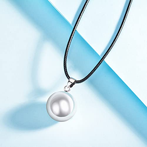 Eudora Harmony Ball Necklace Chime Pendant Silver White Pregnancy Musical Bola Necklace, 45"+30" #TOP1