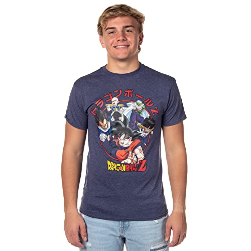 Dragon Ball Z Super Men's Goku Vegeta Krillin Character Group T-Shirt (X-Large) Heather Blue