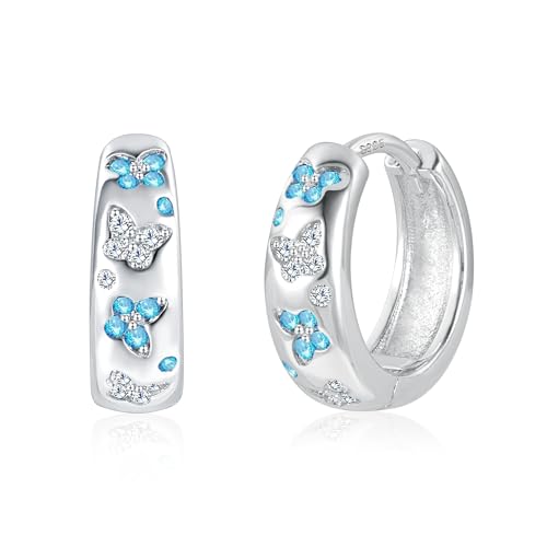 ASH'S CHOICE Hoop Earrings for Women, 925 Sterling Silver Hoop Earring mit AAA+ Zircon Diamond Rhinestones Earrings, Small Cartilage Huggies Hoop Earring Shiny Cute Twist Oval Hoop Earrings for Women