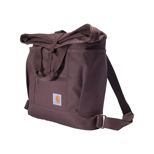 Carhartt Convertible, Durable Tote Bag with Adjustable Backpack Straps and Laptop Sleeve, Wine, One Size