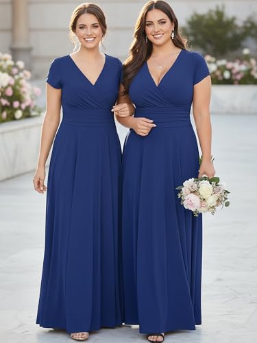 Image of KOH KOH Womens Sexy Cap Short Sleeve V-Neck Flowy Cocktail Gown