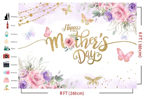 Fondo decorativo Día de la Madre 8x6 pies rosa miniatura 5