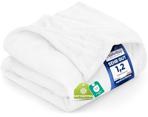 Utopia Bedding Kuschelige Fleecedecke [200x150 cm, Weiß] Weiche, leichte, warme Flauschige Decke Kuschelige & atmungsaktive Decken für Bett Sofa Couch