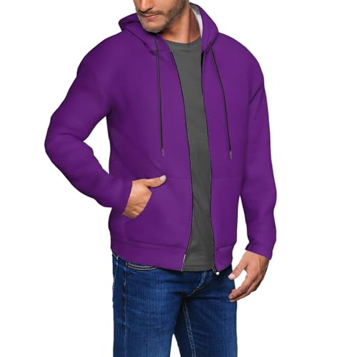 Purple Mens Hooded Pullover Zipper Hoodeds Sweatshirts with Pocket2