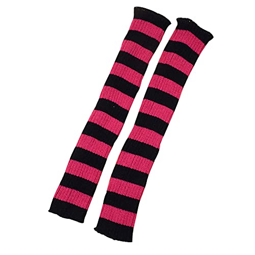 WangsCanis Calcetines de otoño e invierno para niños, a rayas, calcetines de punto, leggings, para primavera, otoño e invierno, negro rojo, Talla única