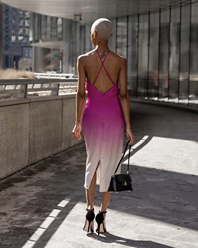 The Drop Women's Orchid Ombre Print Stretch Satin Midi Dress By @Signedblake, L #TOP3