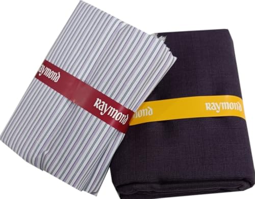 Image of Raymond Premium Unstitched Formal Shirt Fabric, Cotton Blend Stripes, 150 x 150 cm, Regular Fit, Professional Wear Collection