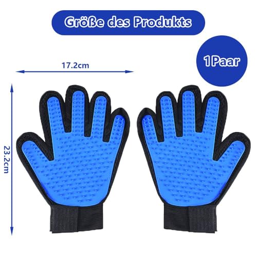 Dreamil Haustier Fellpflege Handschuh 2 Stück Effizienter Tierhaarentferner-Handschuh Massagehandschuh Verwenden mit Verbessertem fün-Finger-Design perfekt für Hunde und Katzen mit langem kurzem Fell