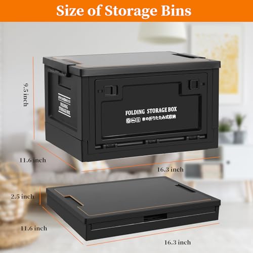 Collapsible Storage Bins with Lids, Portable Foldable Box with 2 Side Doors, Organizing Stackable Storage Cases Large Heavy Duty Utility Crates for Camp Fishing Car RV Office (Large-30L) - Image 3