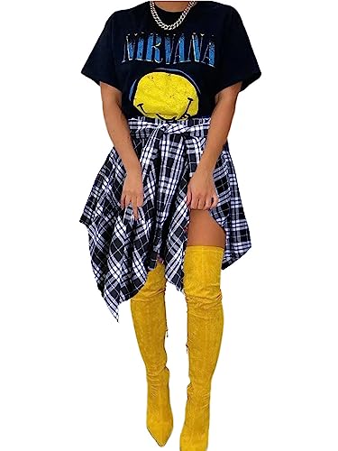 Women's Plaid Skorts Skirts - High Waisted Tie Front Pleated Summer Asymmetrical Skirt with Shorts3