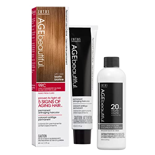 Image of AGE beautiful Permanent Hair Color Cream, 100% Gray Coverage Hair Dye with Biotin Anti-Aging Formula for Fuller, Thicker Hair, Professional Salon Quality