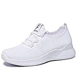  Zapatillas Deportivas para Mujer Transpirables Ligeras de Malla para Correr Caminar Trabajar Zapatos para Correr Gimnasio Casual Sneakers H66 White 37 EU