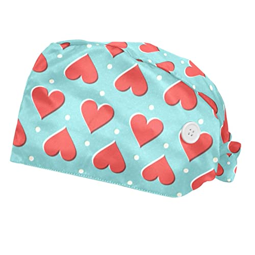 Casquettes de travail pour hommes femmes chapeaux bouffants légers JDEZ motif cœurs