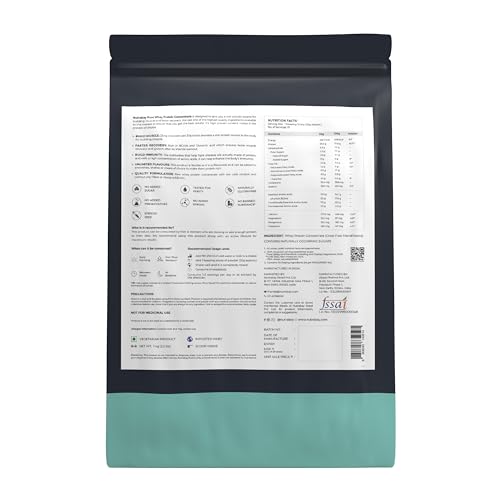 Nutrabay Pure 100% Raw Whey Protein Concentrate 23.4g Protein per Serving – Muscle Growth & Recovery – 1kg, Unflavoured | Authentic & Clean Protein | Trustified Certified