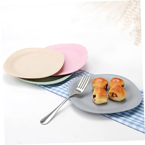 FELTECHELECTR 4pcs Wheat Straw Snack Plate Set Homely Dinnerware for Fruit Snack Dish Straw Activity Tray
