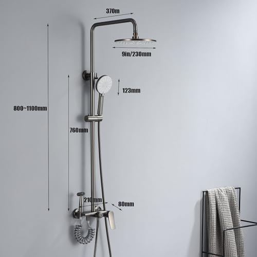 Système de douche classique 4 fonctions avec pommeau de douche rond 9 pouces