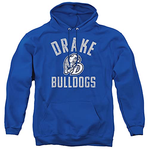 Drake University Official Bulldogs Logo Unisex Adult Pull-Over Hoodie,Royal Blue, 3X-Large