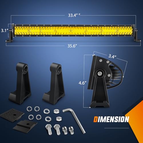 Image of Nilight 33 Inch LED Light Bar 256 LED Chips Yellow Beam Curved Triple Row Fog Light Spot Flood Combo High Power LED Driving Lights Off Road Lights for Trucks SUV UTV ATV Truck Van 4x4 Boat