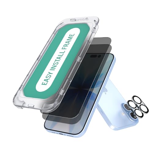 Image of Smartish iPhone 17 Screen Protector - 2-Pack Privacy Tempered Glass Screen Protectors + Camera Lens Covers - Tuff Sheet - 9H Anti-Spy Easy Install Frame [Scratch Resistant] for Apple iPhone 17